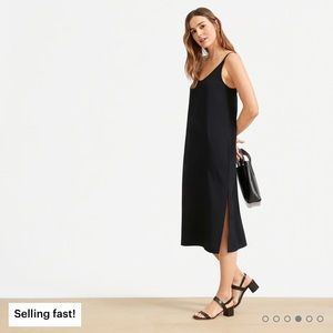 Everlane Black Japanese GoWeave Long Slip Dress